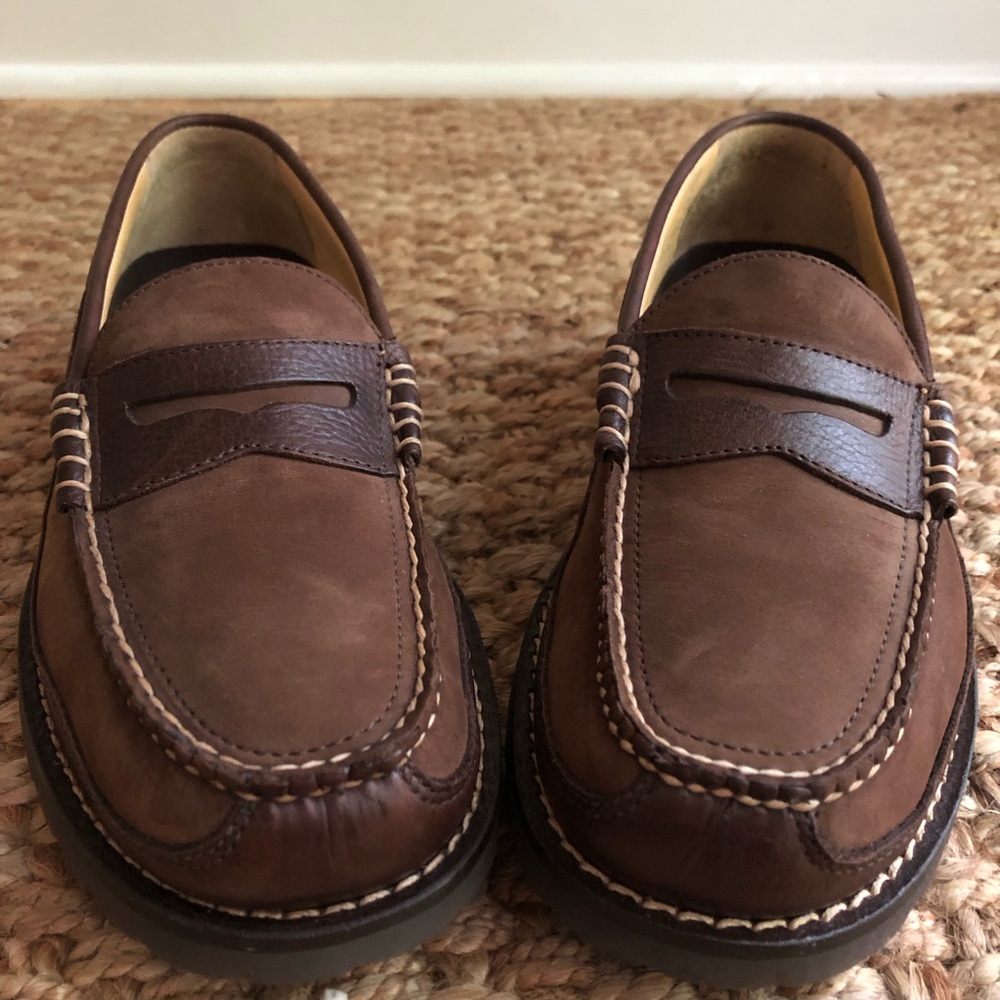 LL BEAN Allagash Handsewn Leather Moc Penny Loafer. Lug Sole. Size 9.5 D